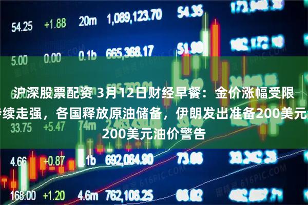 沪深股票配资 3月12日财经早餐：金价涨幅受限于美元持续走强，各国释放原油储备，伊朗发出准备200美元油价警告