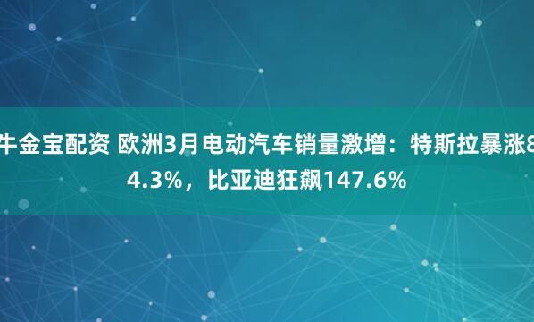 牛金宝配资 欧洲3月电动汽车销量激增：特斯拉暴涨84.3%，比亚迪狂飙147.6%